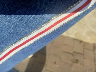 Jeans Hand Work bande laterali con dettagli strass