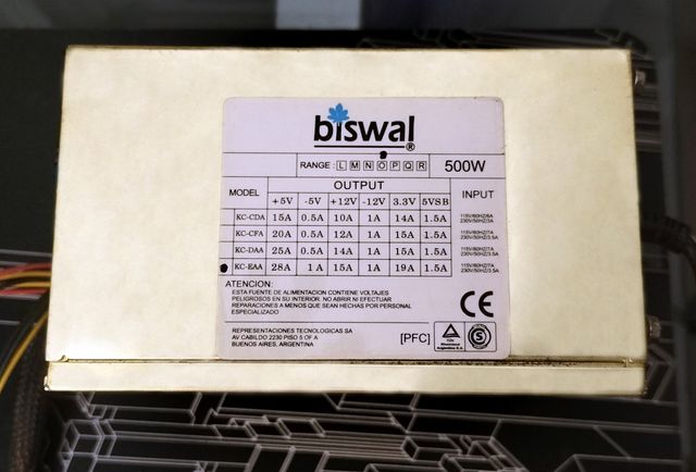 Fuente de alimentación PC (biswal 500W)