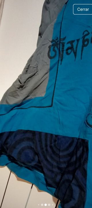 Vestido azul petróleo y gris manga larga