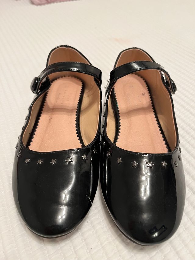 zapatos niña tipo mercedita charol negro