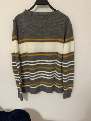 jersey gris rayas, punto gordo invierno