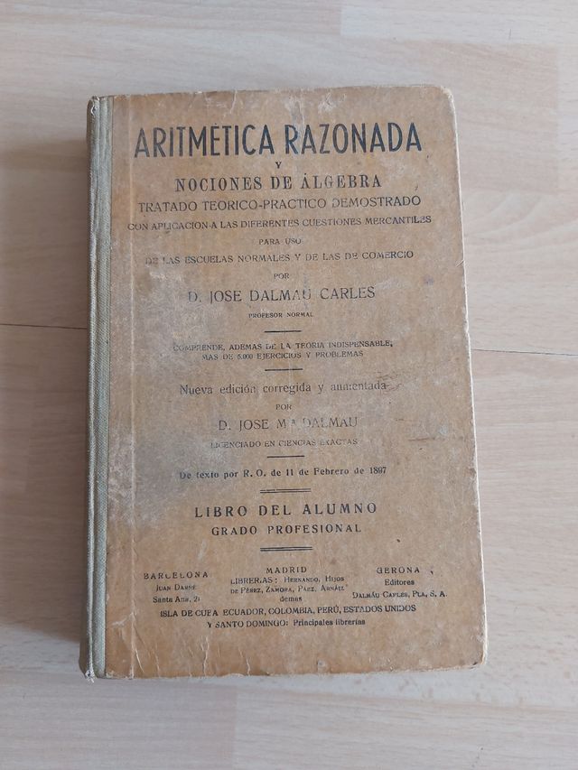 Libro antiguo aritmètica raonada vintage
