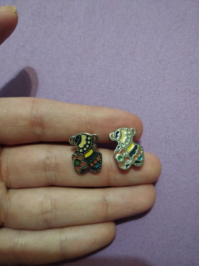 Pendientes oso acero