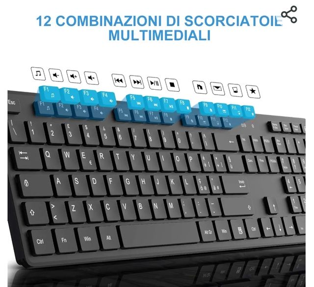 TASTIERA E MOUSE WIRELESS ITALIANO