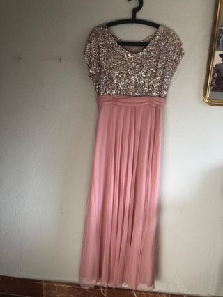 Vestido largo rosa de fiesta