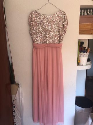 Vestido largo rosa de fiesta