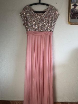 Vestido largo rosa de fiesta