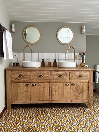Mueble De Baño Wabi Sabi Madera Maciza 
