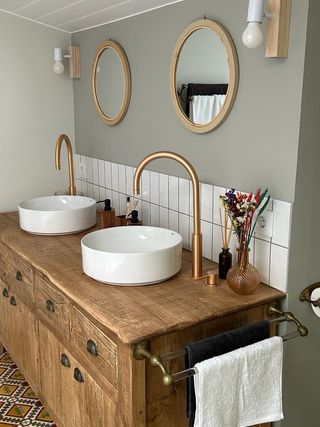 Mueble De Baño Wabi Sabi Madera Maciza 