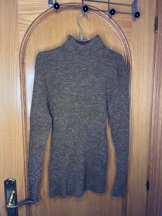 jersey lana cuello alto marrón nuevo