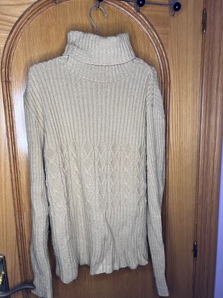 Jersey cuello alto lana beige nuevo