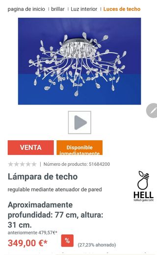 LAMPARA TECHO DISEÑO ARAÑA CRISTAL LED