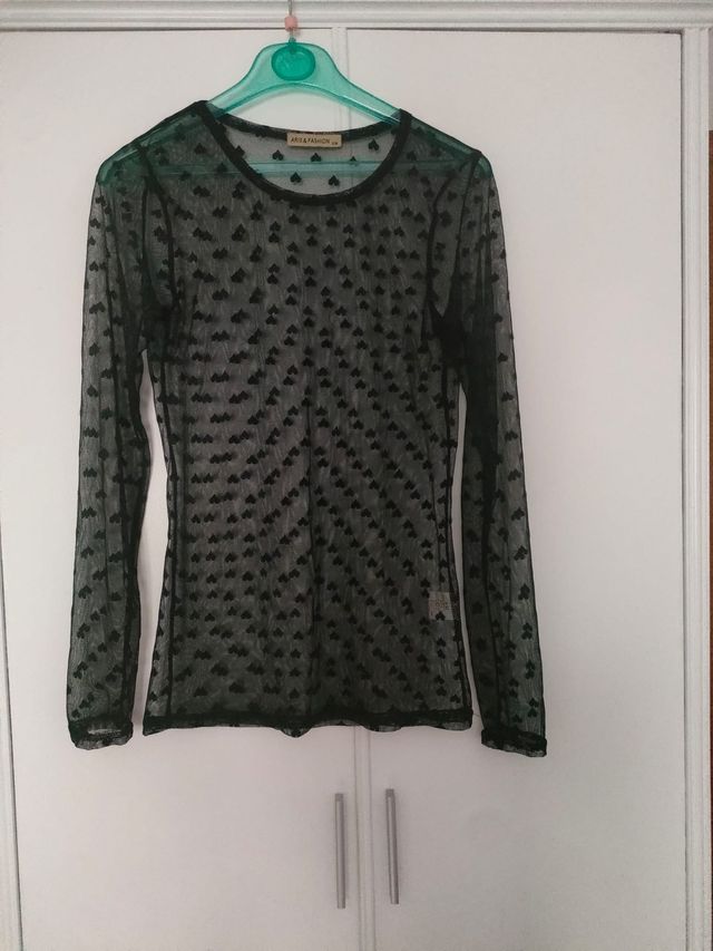 BLUSA TRANSPARENTE NEGRA - TALLA S/M (MUJER)