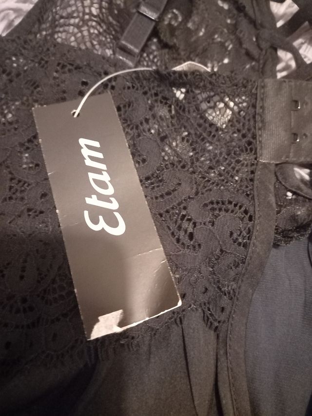 Camisón talla S negro nuevo marca Etam