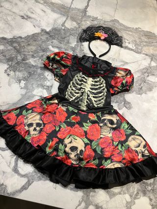 disfraz niña calavera + diadema a juego