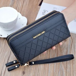 Cartera de gran tamaño de piel,para mujer.Negro.