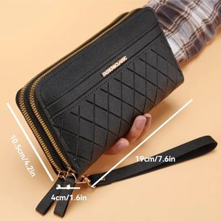 Cartera de gran tamaño de piel,para mujer.Negro.