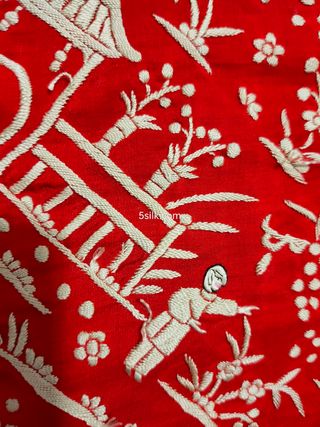 mantón de Manila antiguo cantones rojo y marfil