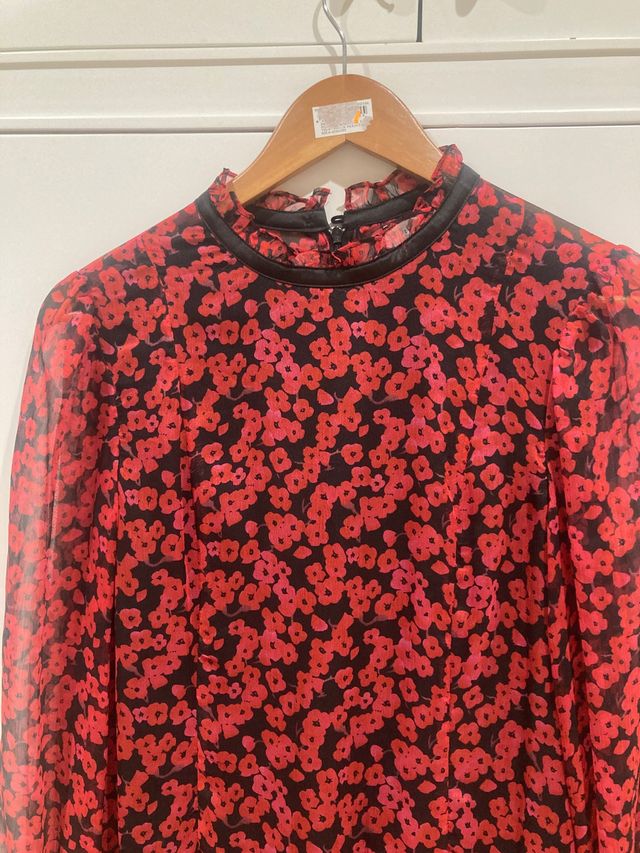 Vestido rojo y negro gasa