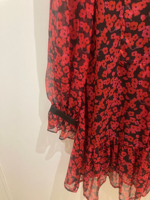 Vestido rojo y negro gasa