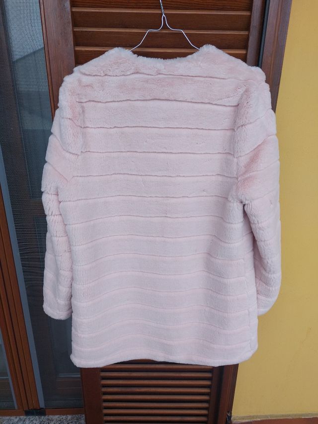 Eco pelliccia rosa cipria, tg 40