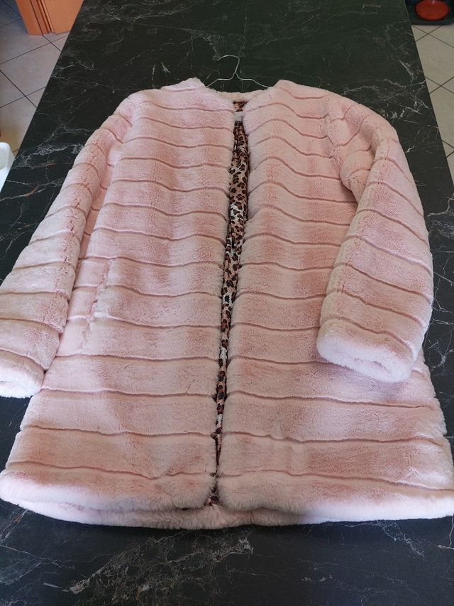 Eco pelliccia rosa cipria, tg 40