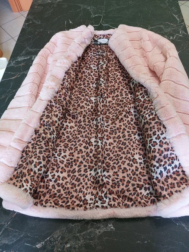 Eco pelliccia rosa cipria, tg 40