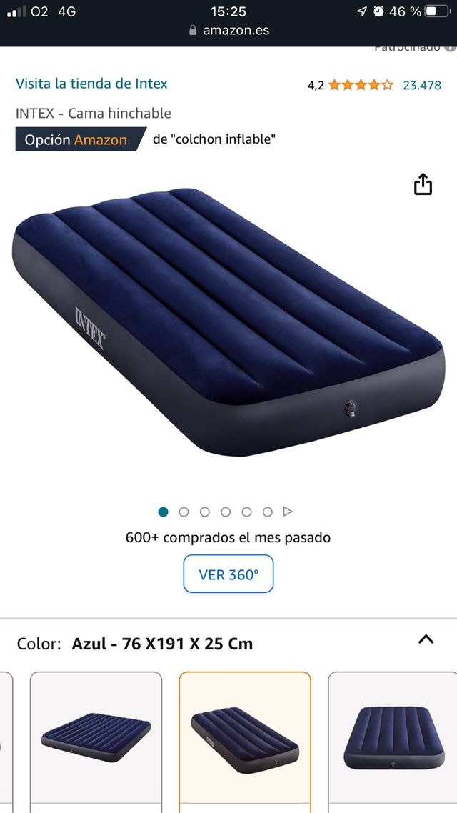INTEX - Cama hinchable Azul - 76 X191 X 25 Cm