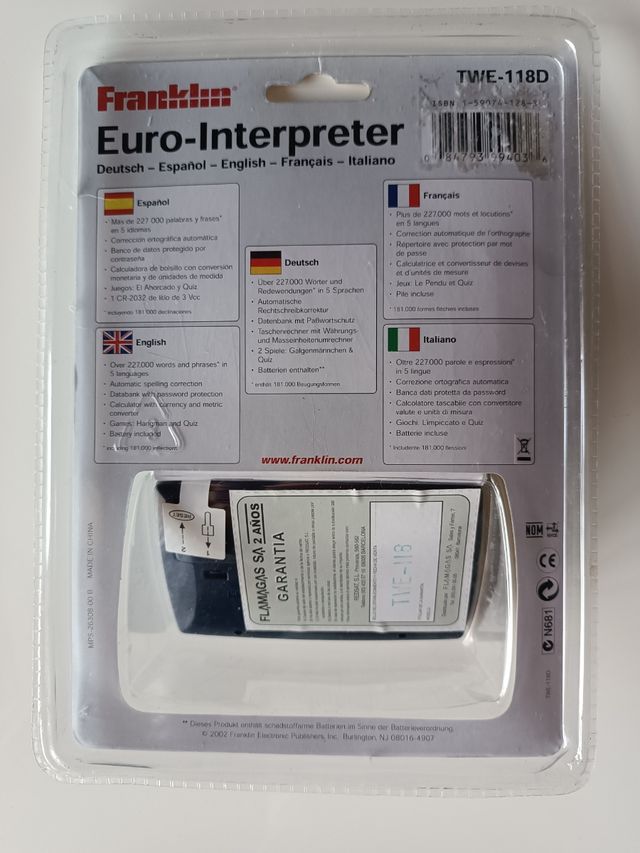 Calculadora Euro Interpréter Franklin