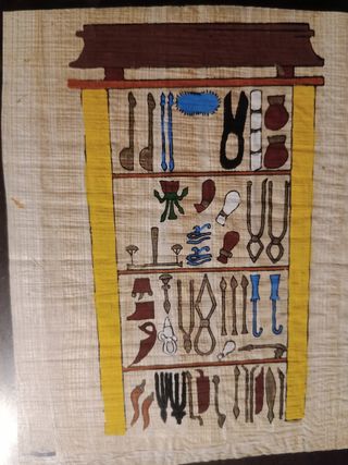 Papiro egiziano con cornice legno