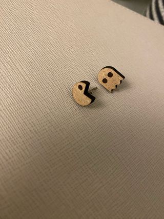 Orecchini pac man in legno MDF
