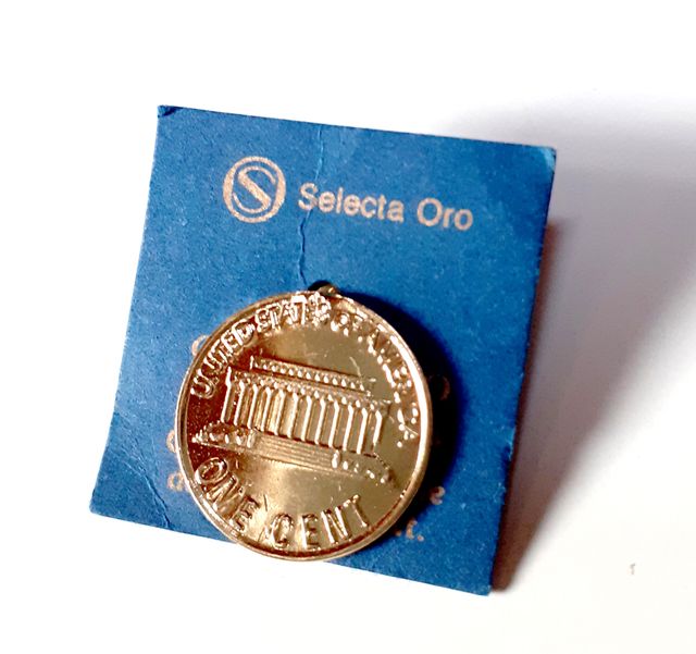 Spilla dorata 24 carati One Cent USA - Selecta Oro