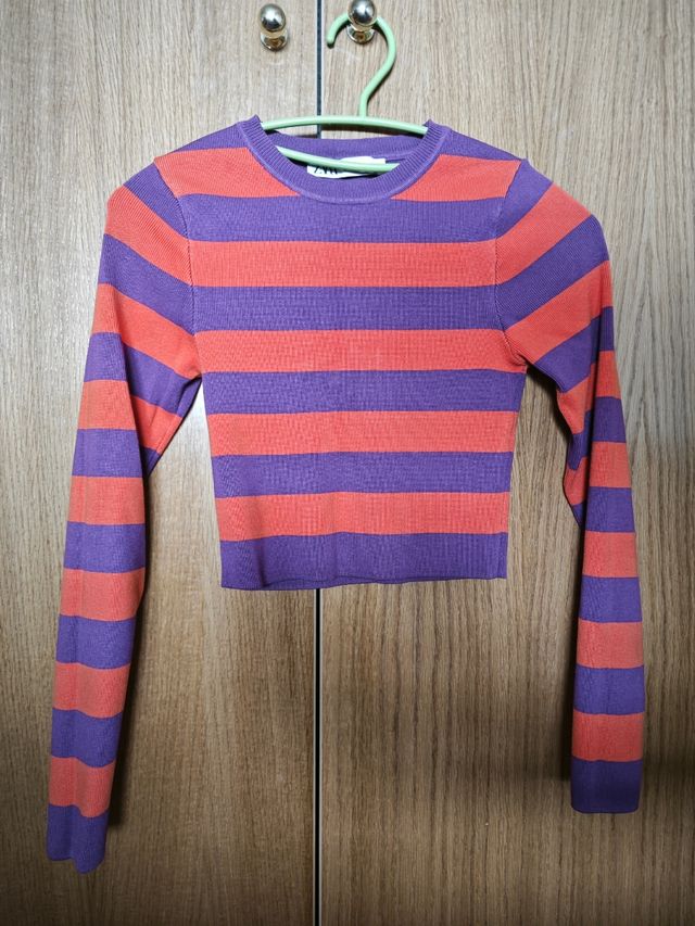 Jersey Rayas Morado Y Naranja Jersey Zara Rayas De Segunda Mano