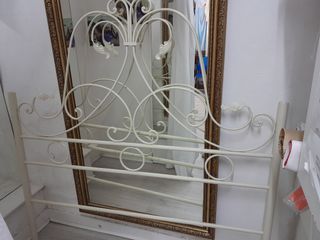 Cabecero metal lacado en blanco roto