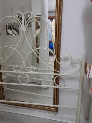 Cabecero metal lacado en blanco roto