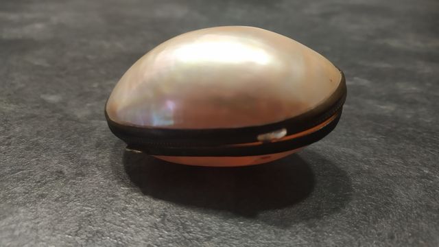 Caja  antigua de nácar natural. Para rosario. 