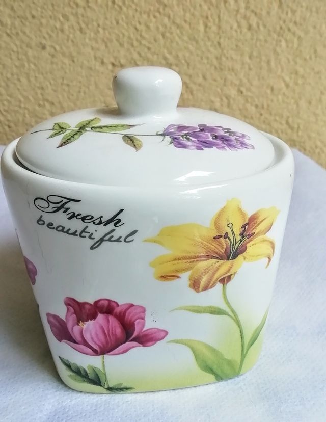 Set da caffè in porcellana decoro botanica fiori 