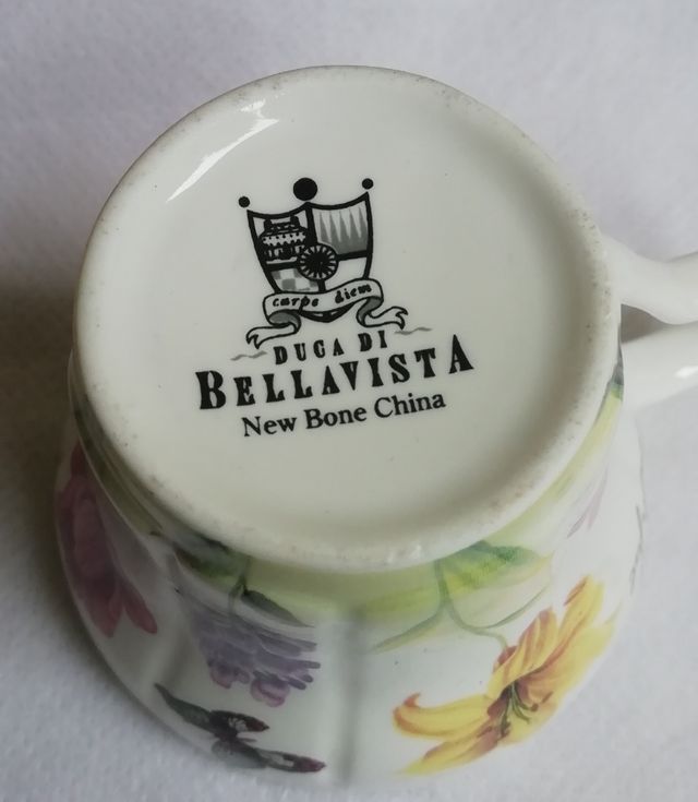 Set da caffè in porcellana decoro botanica fiori 