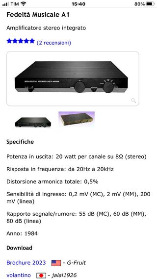 Amplificatore Stereo Musical Fidelity A1