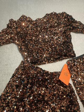 Conjunto falda top fiesta lentejuela