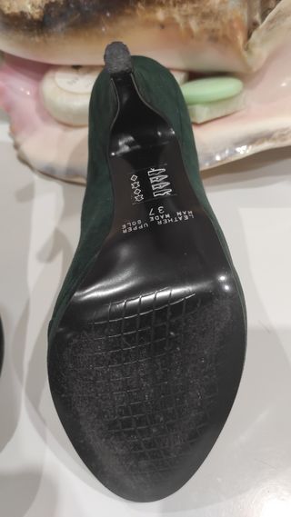 Zapatos peep toe verde botella T. 37