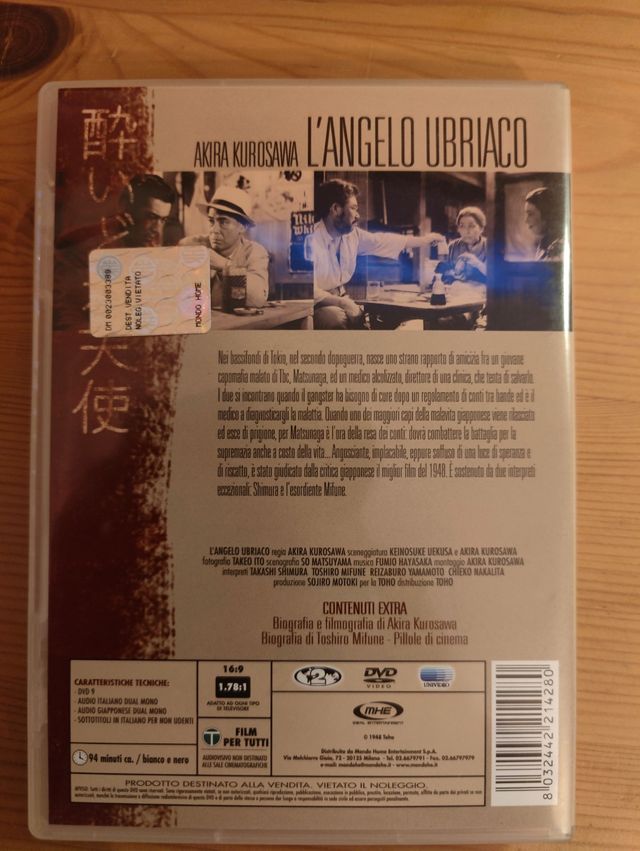 Film l'angelo ubriaco dvd