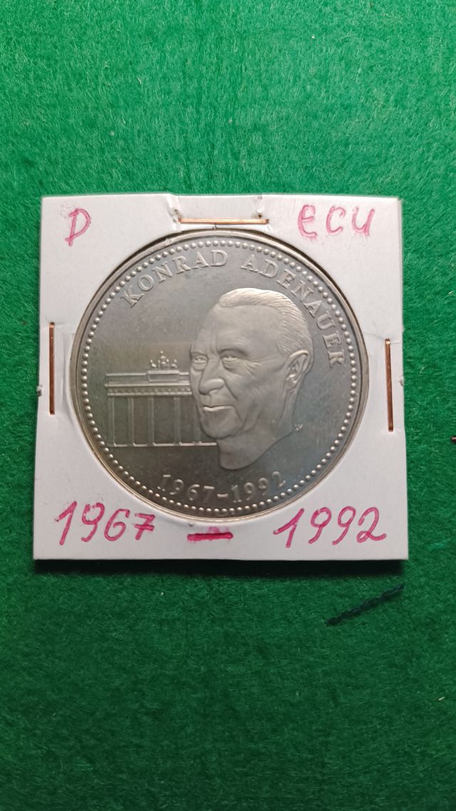 1992 Ecu Germania Argento Konrad Adenaurer