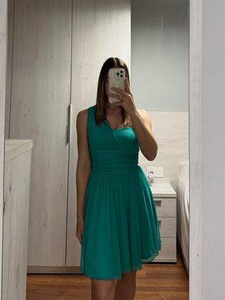 Vestido corto azul invitada boda graduación fiesta
