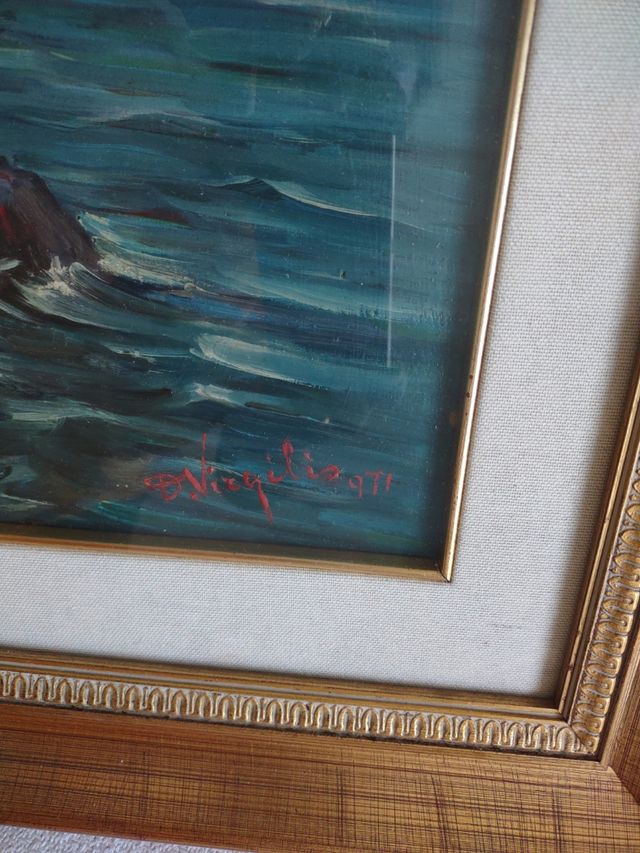 Quadro olio su tela veduta Napoli