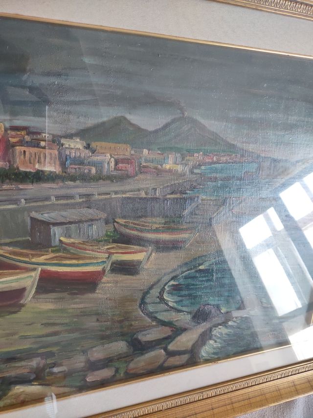 Quadro olio su tela veduta Napoli