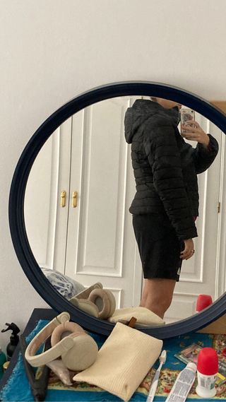 abrigo acolchado capucha negro