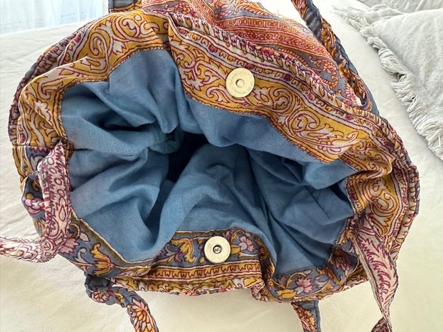 Bolso estampado tela de seda, asa corta y larga