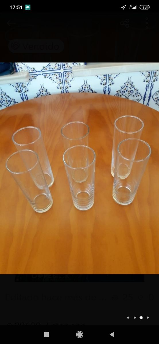 6 vasos tubo de cristal