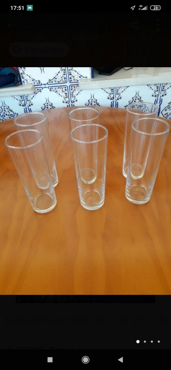 6 vasos tubo de cristal
